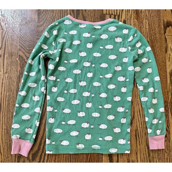 Mini Boden Sheep Pajamas Girls Size 8Y Green Pink Green Top Only 100% Cotton‎ - Picture 7 of 7